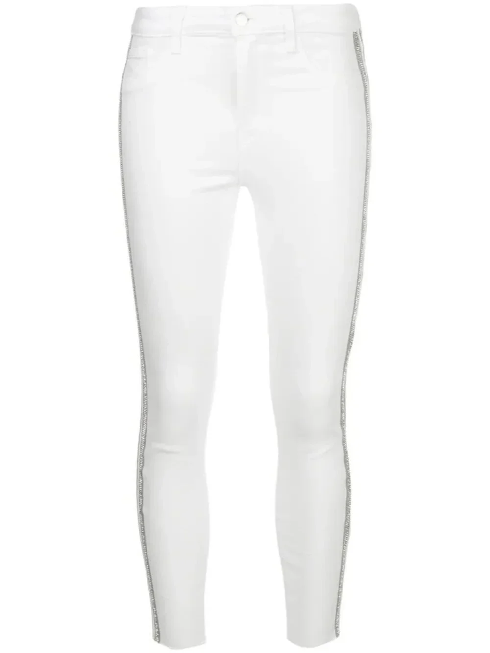 NWT L'Agence Margot in Blanc High-Rise Skinny Crystal Racing Stripe Jeans 26